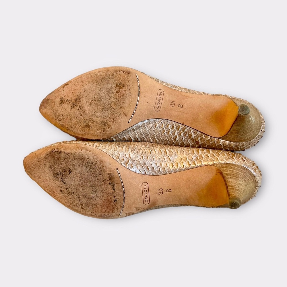 Coach Bekka Snakeskin Leather Pointed Toe Kitten Heels Sz 8.5 - Picture 7 of 9